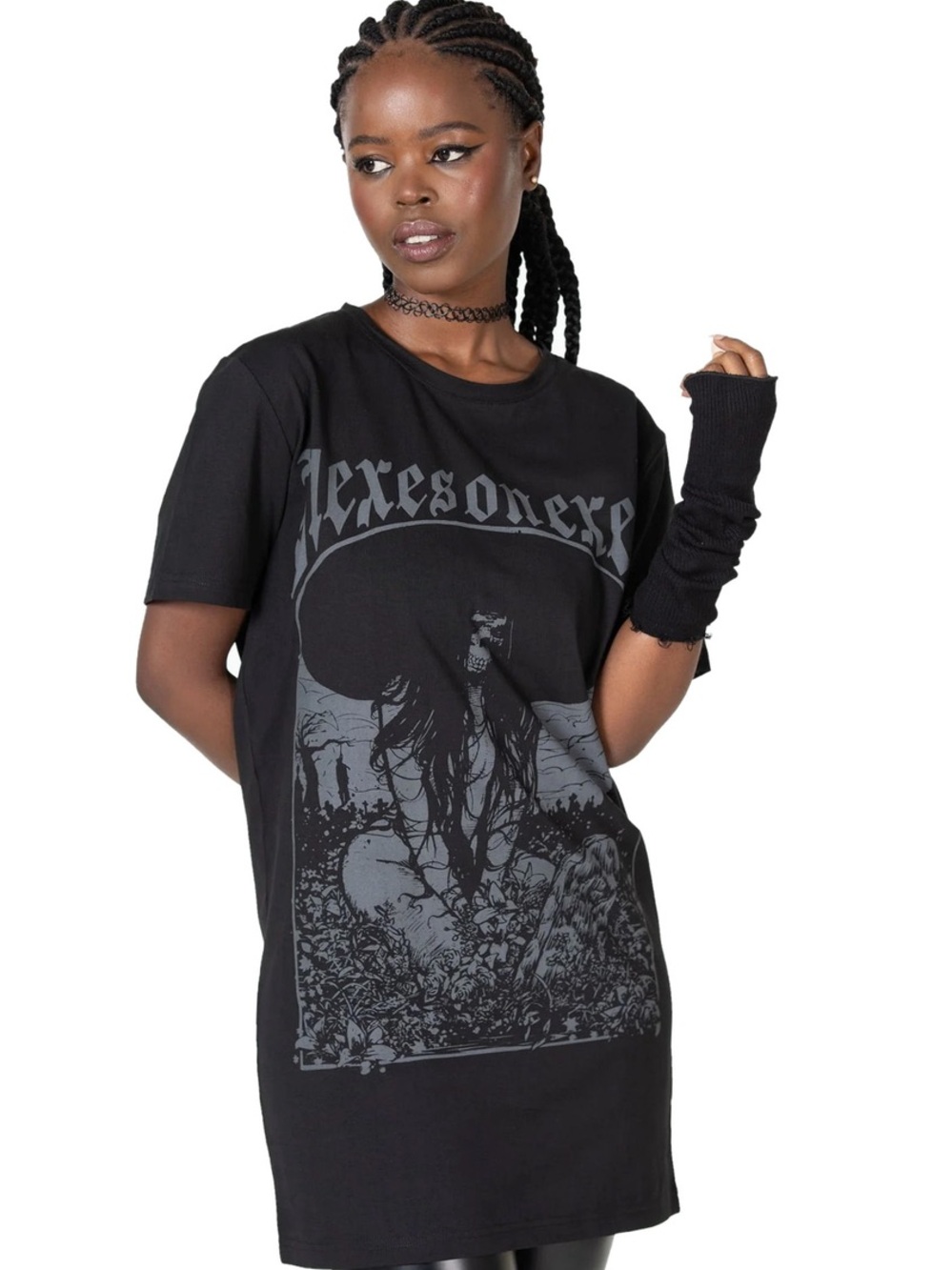 Killstar Hexes on Exes Tunic Graphic Tee with Grey Print